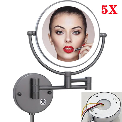 Brushed Gold Led Folding Touch Bathroom Mirrors Of