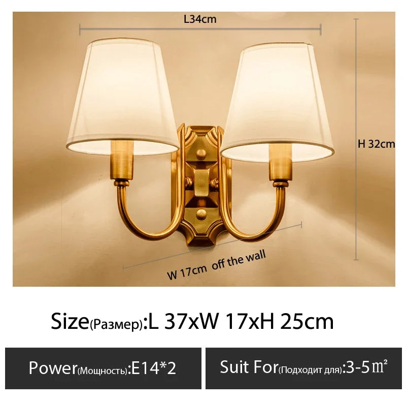 Modern Wall Sconce White Fabric Shade E27 Gold