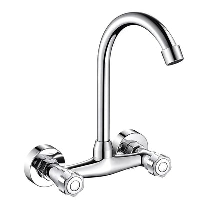 Wall Mounted Mixer Tap Double Handle Faucet Cold