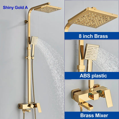 Golden Shower Faucet Rainfall 3/4-Way Bathtub Tap Bathroom