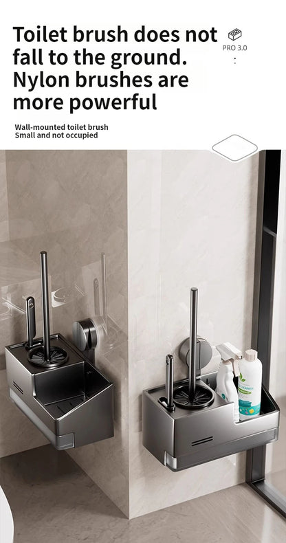 Suction Cup Toilet Brush No Punching Wall Mounted