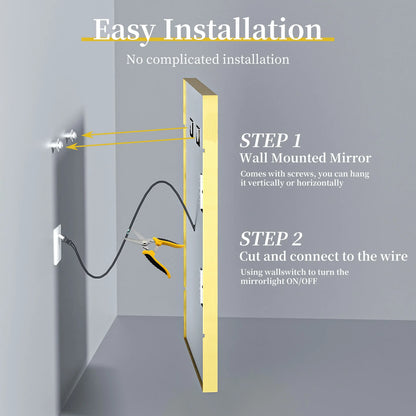 Led Bathroom Vanity Mirror Gold Frame Front Lighted
