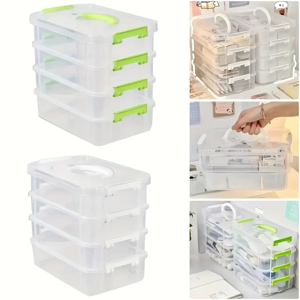 4-Layer Transparent Storage Box Stackable Sorting Box Building