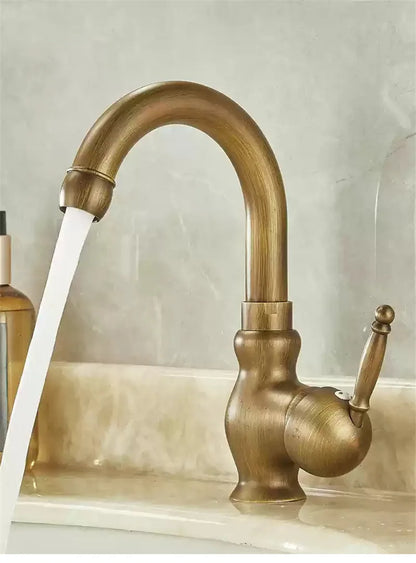 Antique Carved Bathroom Faucet Basin Faucets Brass &