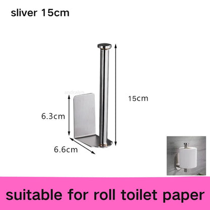 Adhesive Toilet Paper Holder Wall Mount Bathroom Silver