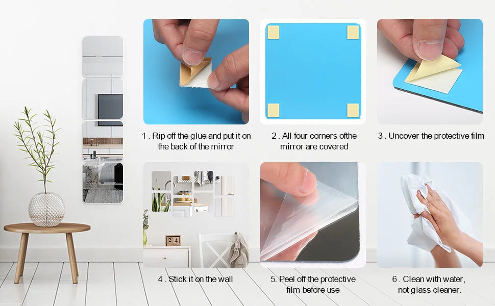 2mm Acrylic Mirror Wall Stickers Unbreakable Acrylic Full
