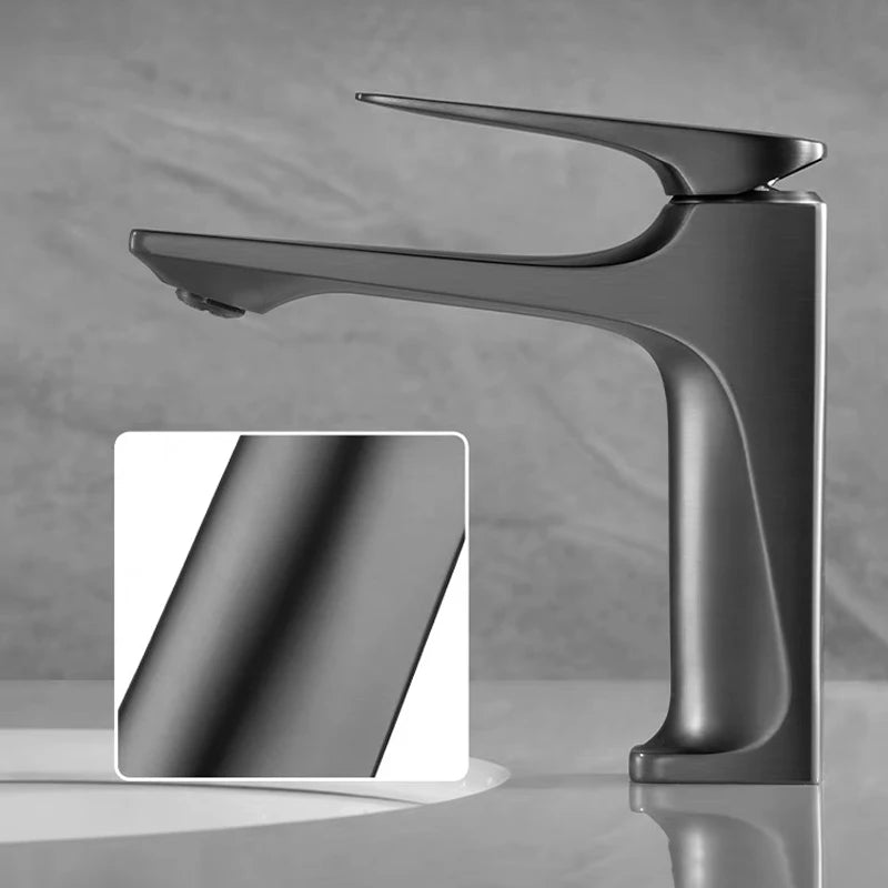 Brass Core Modern Bathroom Sink Faucet Handle Deck