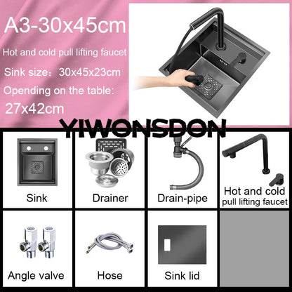Nano Hidden Bar Sink Black Folding Faucet Mini