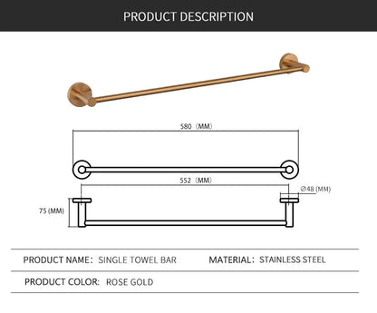 Bathroom Hardware 304 Stainless Steel Rose Gold Towel