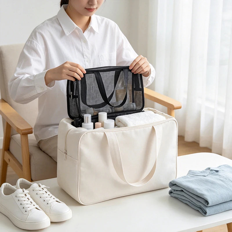Mesh Shower Caddy Tote Bag Organizer Case Cosmetic