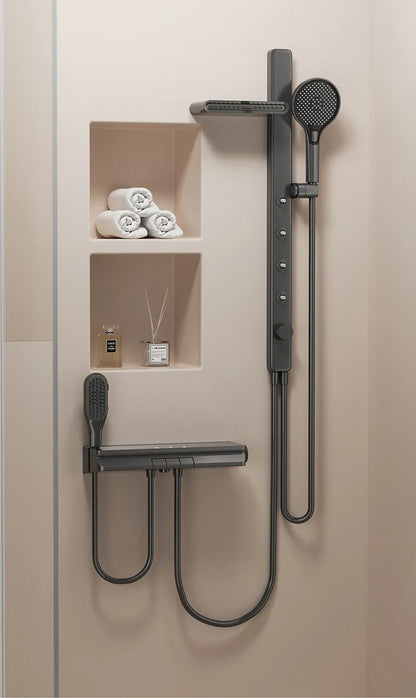 Gun Grey Bathroom Shower System Shoulder Waist Spouts