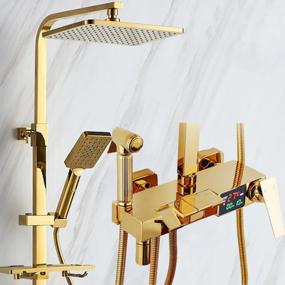 Piano Digital Display Thermostatic Bathroom Shower Cold Brass