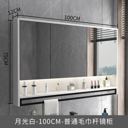 Smart Bathroom Mirror Cabinets Wall-Mounted Backlight Anti-Fog