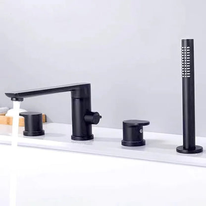 Luxury Gunmetal Black Bathtub Faucet Three Hole Mounting