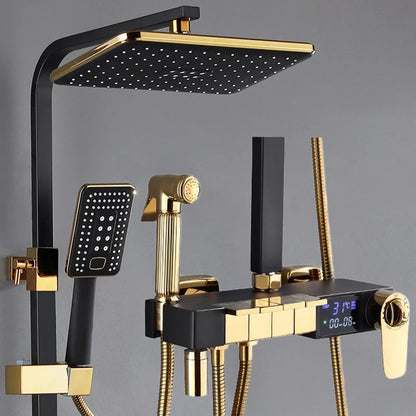 Gold Piano Digital Display Bathroom Shower Brass Bathroom