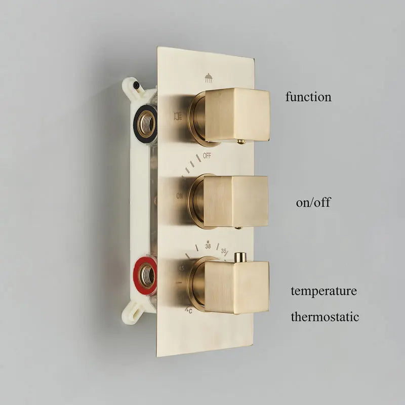 Thermostatic Shower Brushed Gold Bathroom Faucet Cold Mixer