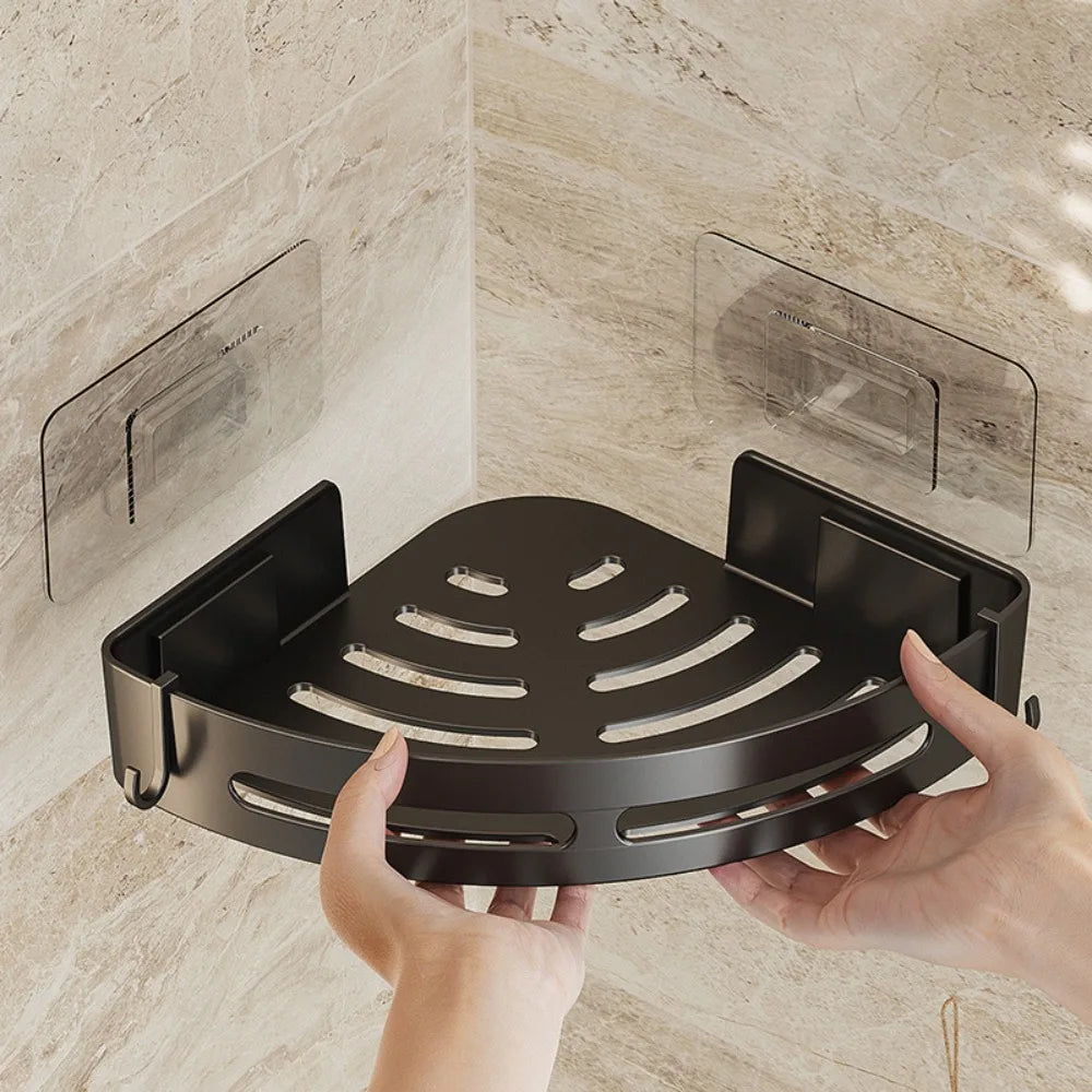 1/2/3pcs Plastic Bathroom Storage Rack Shampoo Holder Adhensive