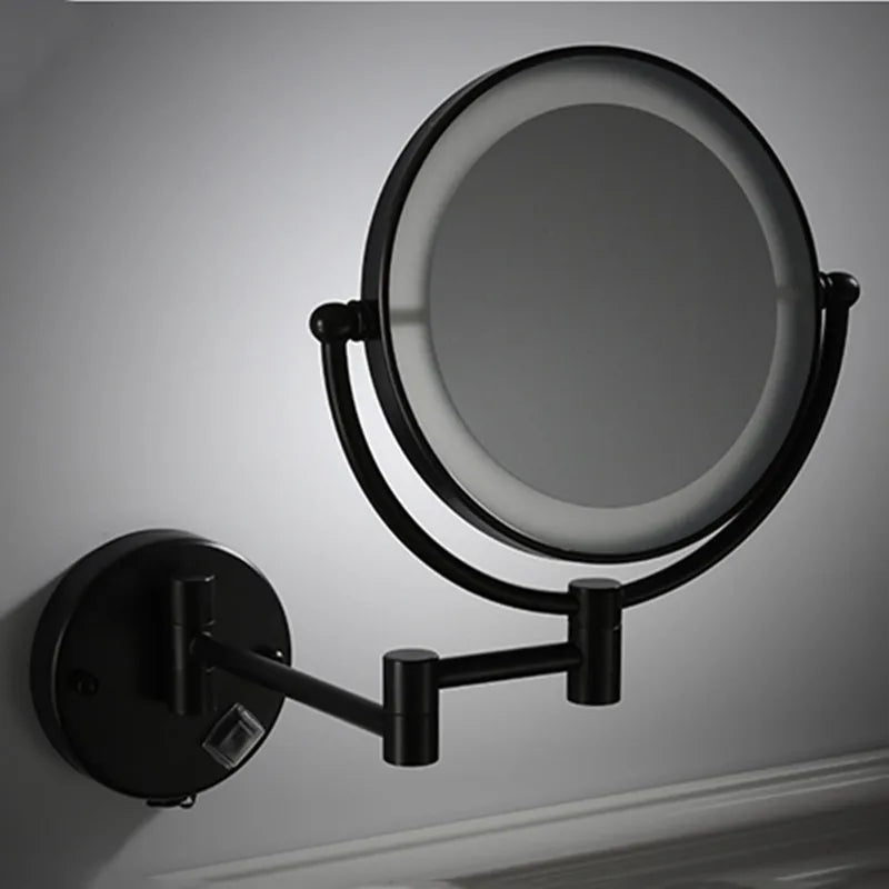 Bathroom Makeup Mirrors Black/Brushed Gold Brass Wall Extending