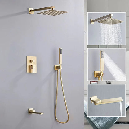 Luxury Brushed Gold/Black/Silver/Grey Hidden Bathroom Shower