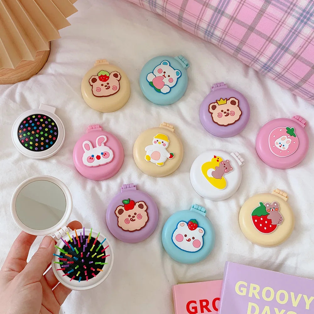 1pcs Mini Cute Folding Air Comb Mirror Compact