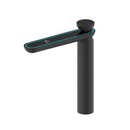 Zappo Gun Gray Digital Display Bathroom Faucet Brass