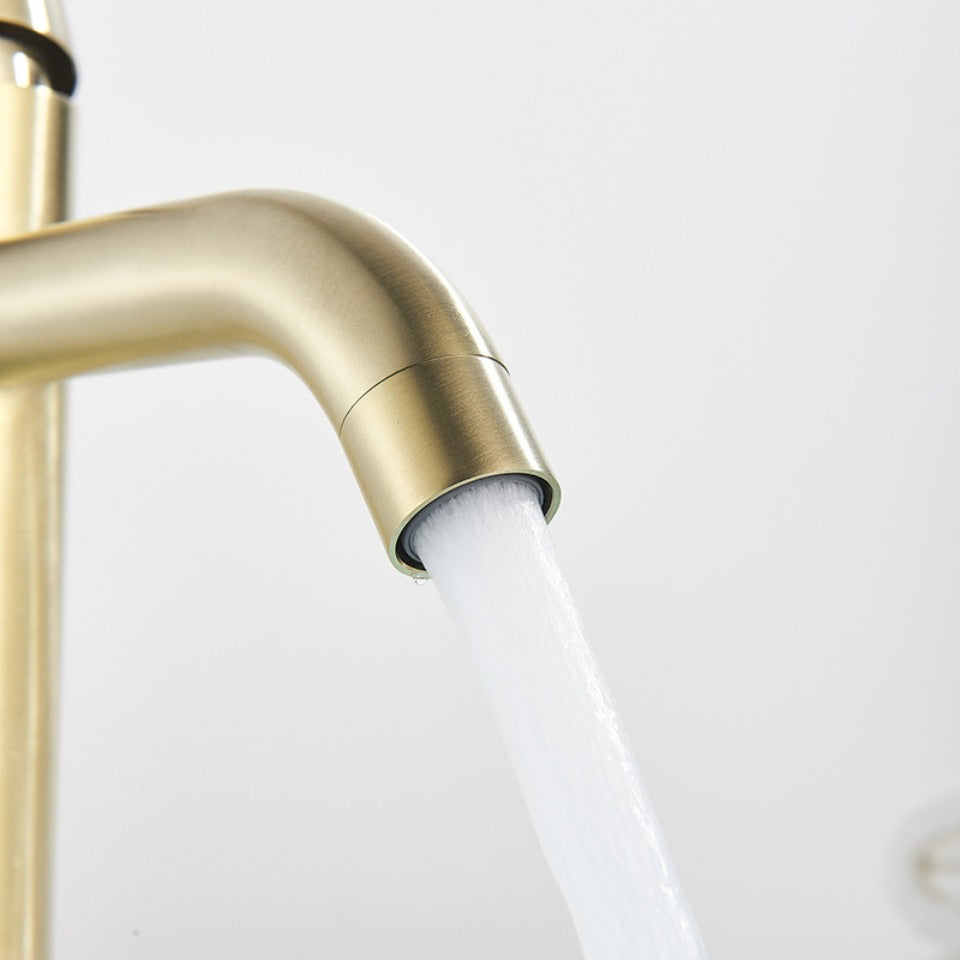 Brushed Gold Bathroom Faucet Modern Lavatory Vanity Sink