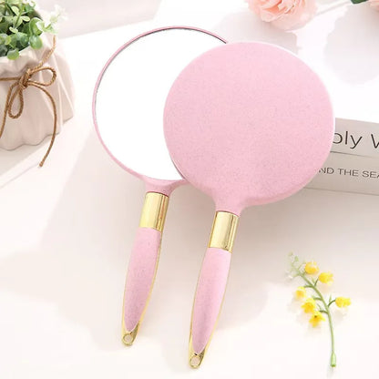 Lady Handheld Makeup Mirror Cosmetic Retro Mirror Spa