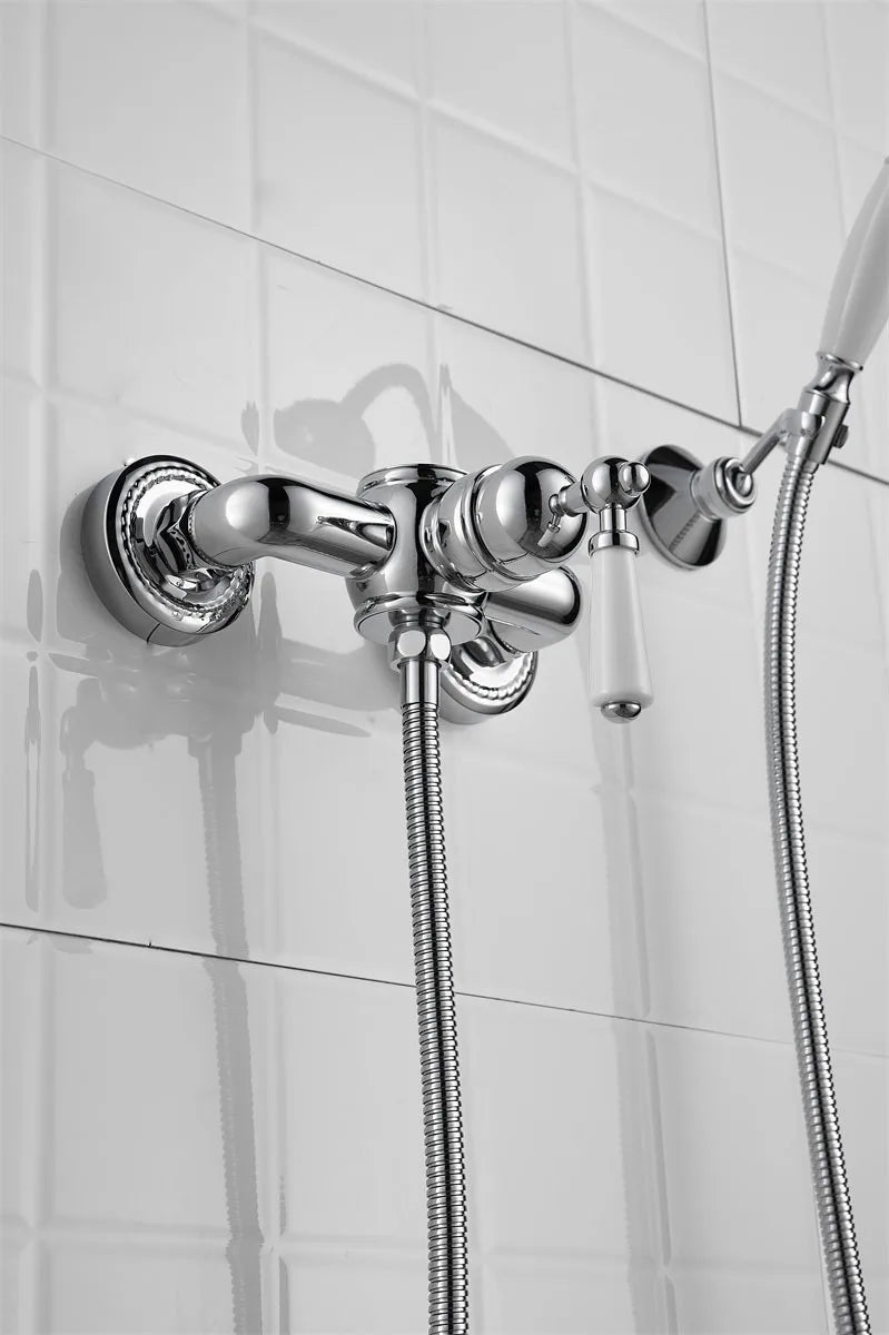 French Vintage Silver Bathtub Without Underflow Faucet Shower
