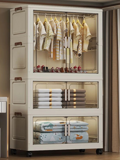 Multi-Functional Folding Storage Cabinet Doors White/Black/Gray