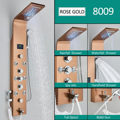 Black Nickel Led Shower Panel Six Functions Shower