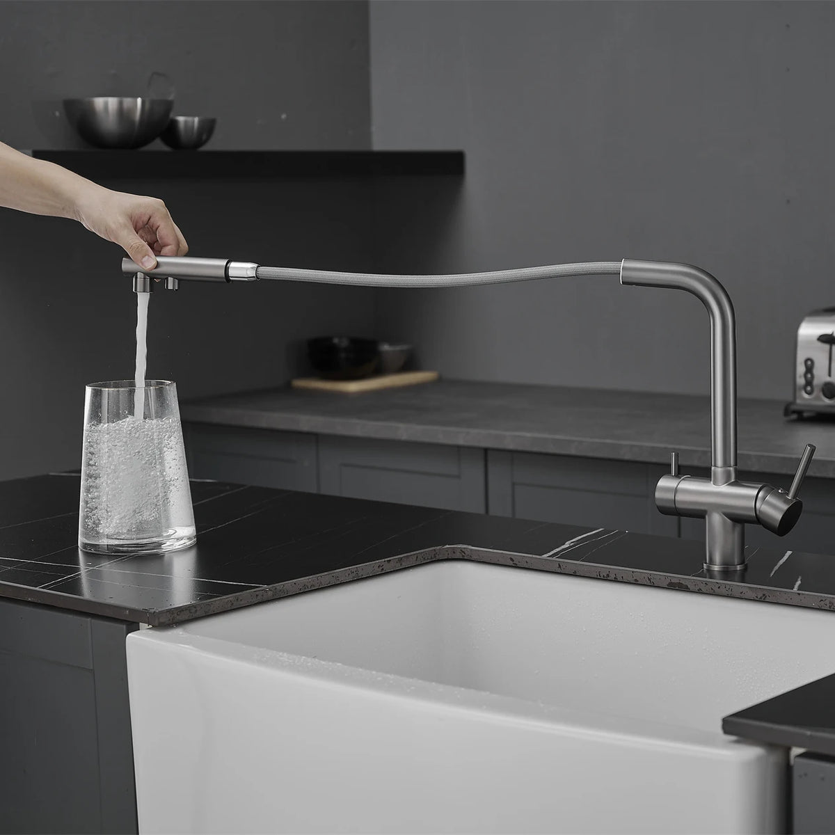 Brushed Gold Pull Out Filter Mixer Faucets Quality