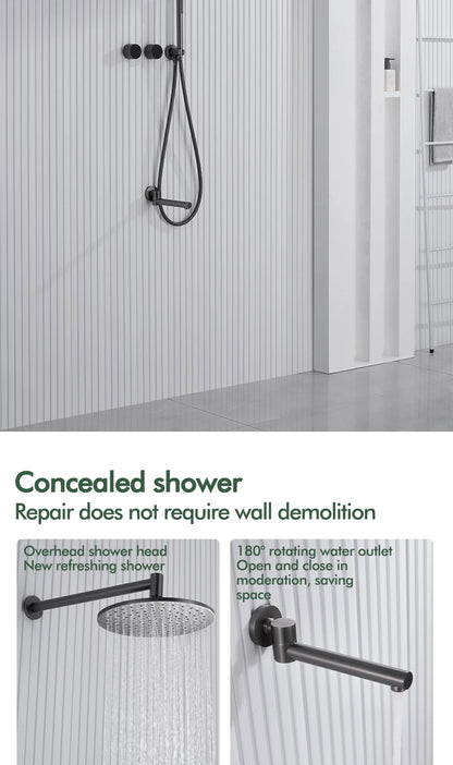 Gunmetal Shower Faucet Or Ways Concealed Box Bathroom
