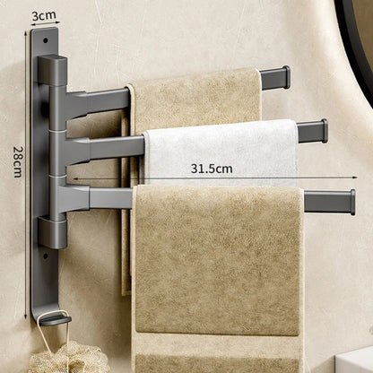 Bathroom Towel Rack Rotatable Towel Holder Space Aluminum