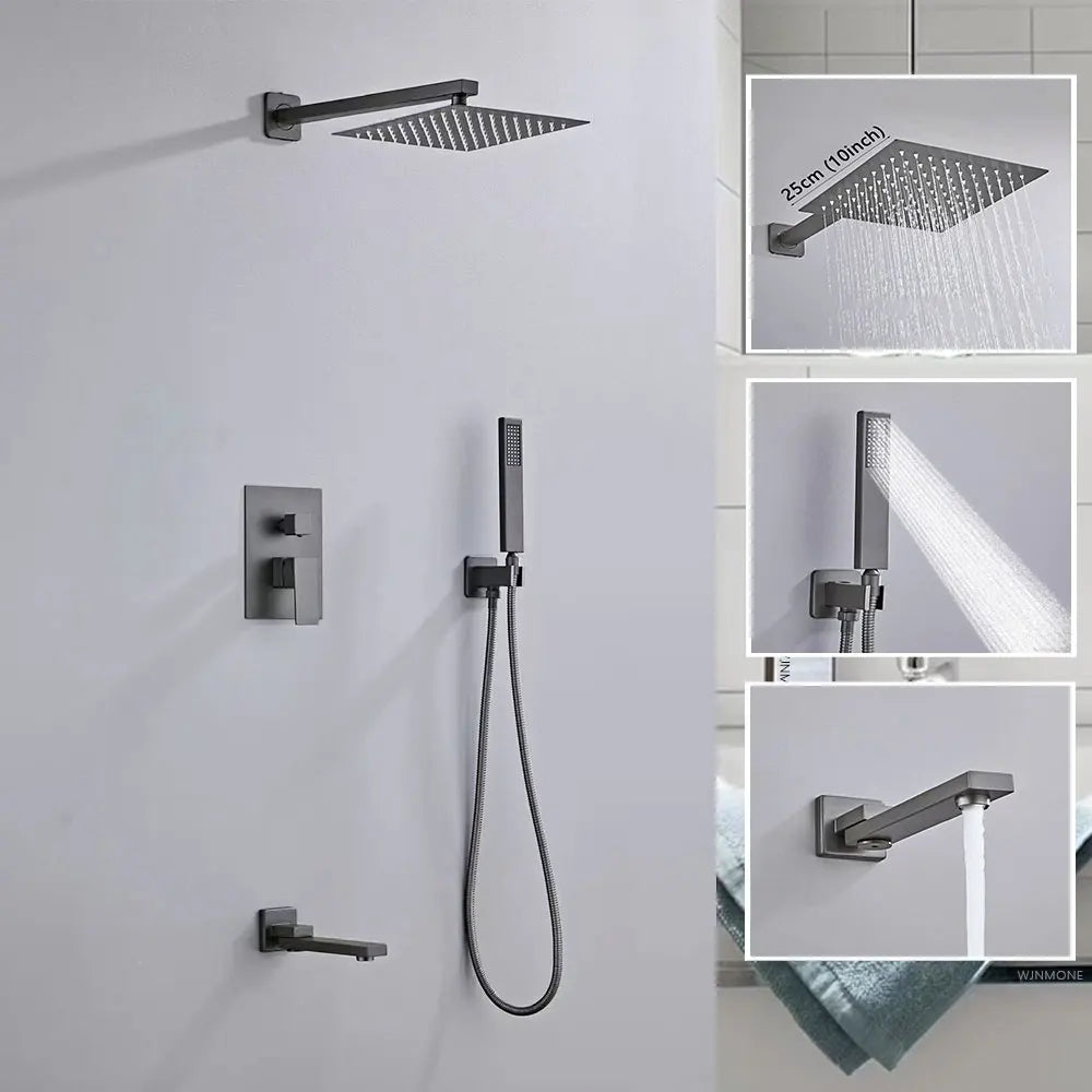 Luxury Brushed Gold/Black/Silver/Grey Hidden Bathroom Shower