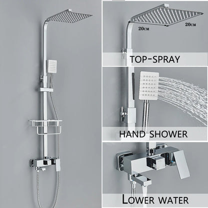 4-Function Wall Mounted Shower Faucet Rainwater Bathtub Shower