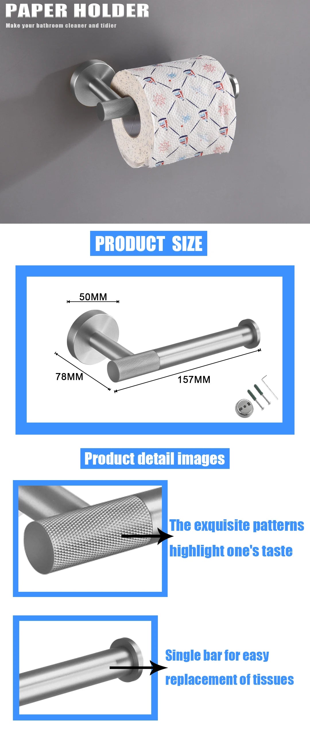 Brushed Nickel Bathroom Wall Mount Bath Shelf Robe