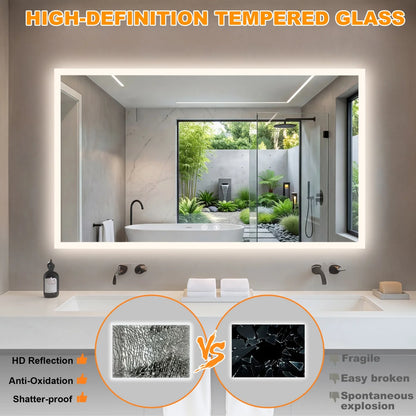 100/120cm Rectangular Led Bathroom Mirror Frameless Wall Vanity