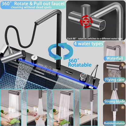 Nano Black Sink Large Slot Integrated Digital Display