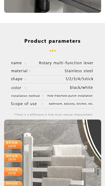 Bathroom Towel Rack Rotatable Towel Holder Rotatable Stainless