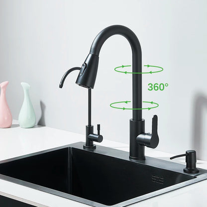 304 Stainless Steel Black/Brushed Nickel Sink Waterfall Faucet
