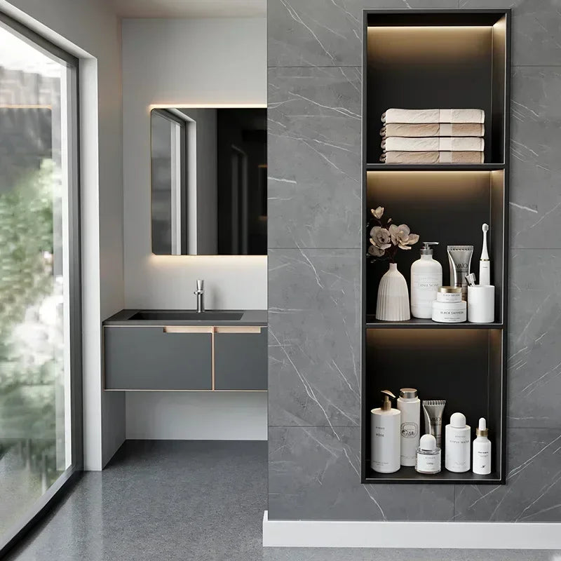 Stainless Steel Niche Bathroom Shelf-Embedded Tv Cabinet Style