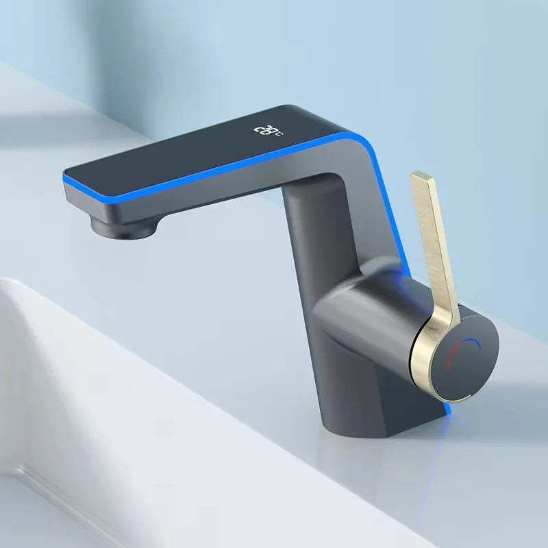 Zappo Gold Waterfall Faucet Roman Handheld Shower Deck