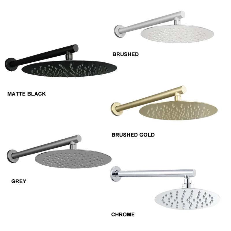 Brushed Gold Black Chrome Grey Overhead Shower Head