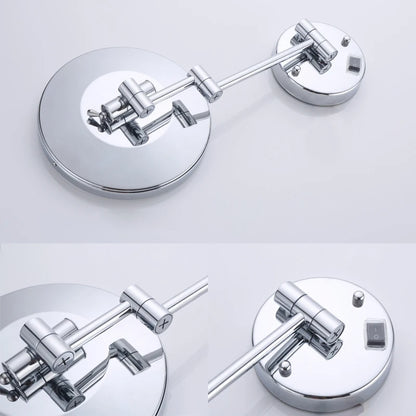 Brushed Gold Led Folding Bathroom Mirror Wall Mounted