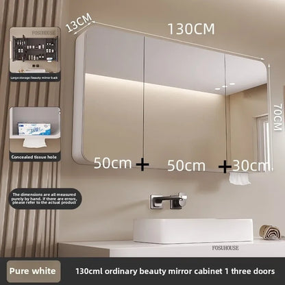 Arc-Shaped Smart Bathroom Mirror Cabinet Wall-Mounted Bathroom