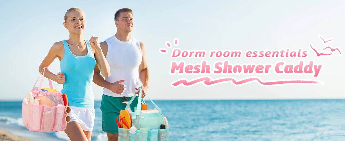 Mesh Shower Caddy Bag Drawstring Bathroom Organizer College