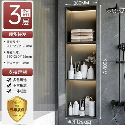 Stainless Steel Niche Bathroom Shelf-Embedded Tv Cabinet Style