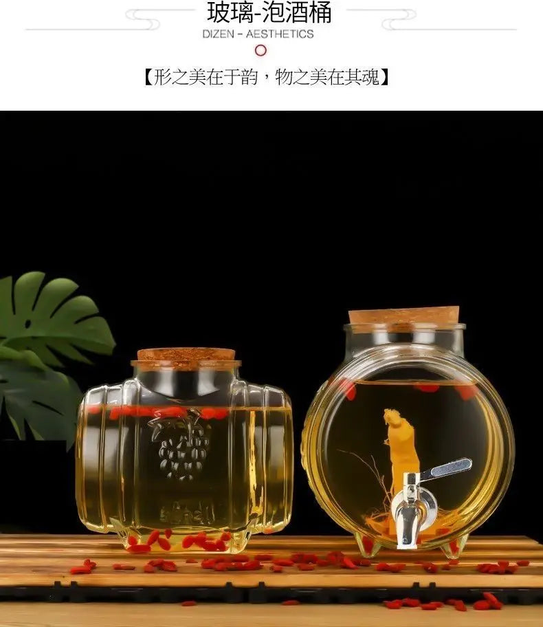 Special Glass Wine Bottle Faucet Fruit Wine Ginseng