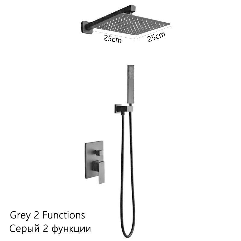 Luxury Brushed Gold/Black/Silver/Grey Hidden Bathroom Shower