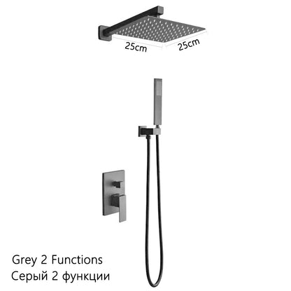 Luxury Brushed Gold/Black/Silver/Grey Hidden Bathroom Shower